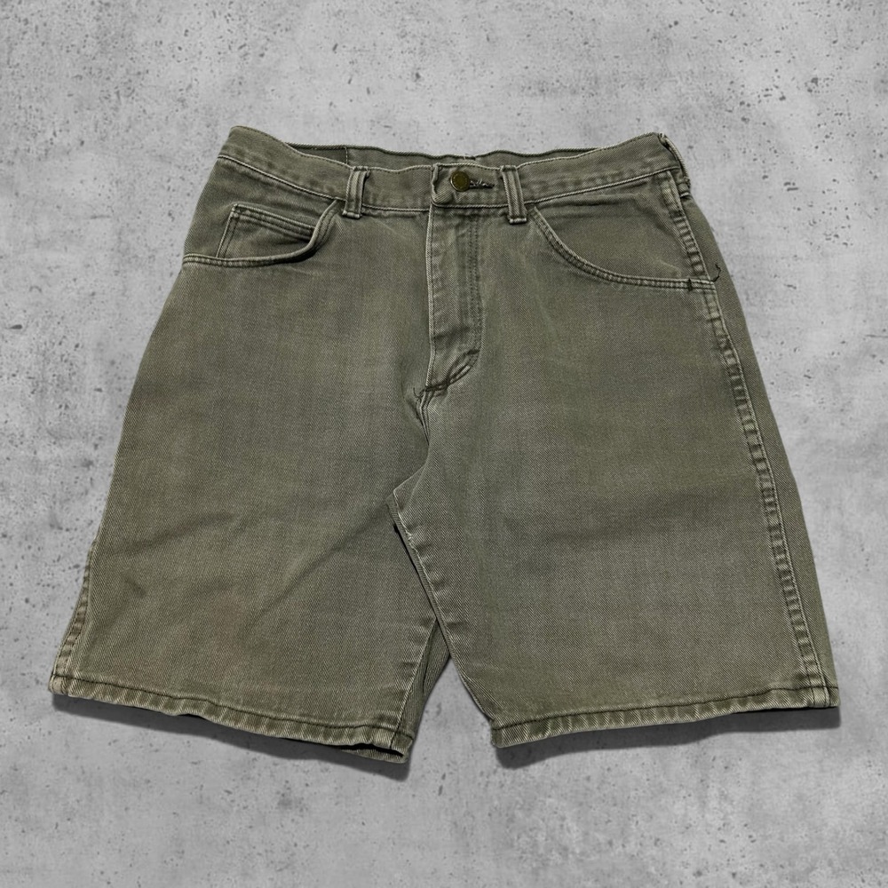Wrangler Vintage Denim Shorts Olive Green Khaki Skater Retro Size 29